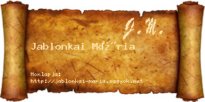 Jablonkai Mária névjegykártya